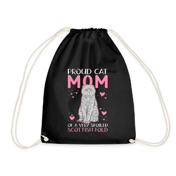 Scottish Fold-eared Cat Mom Cat Gift - Drawstring Bag - black - Front