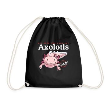 Axolotl Tailed Amphibians Axolotls Gift - Drawstring Bag - black - Front