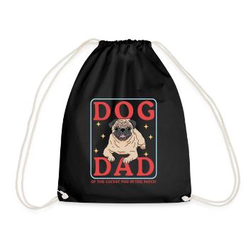 Mops Dad Hundebesitzer Hundeliebhaber Geschenk - Turnbeutel - Schwarz - Vorne
