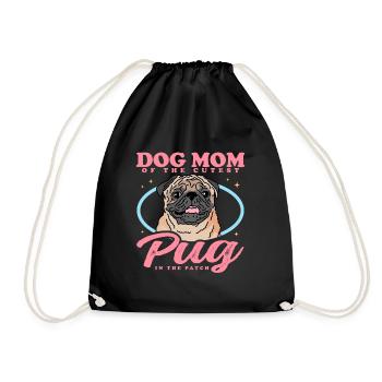 Mops Mom Hundeliebhaber Hundebesitzerin Geschenk - Turnbeutel - Schwarz - Vorne