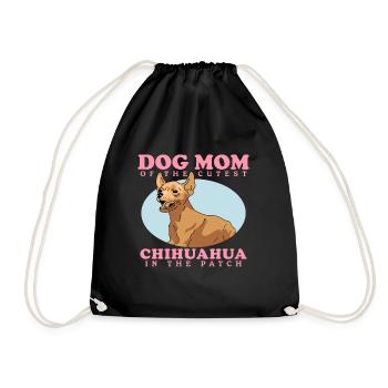 Chihuahua Mom | Hundebesitzer Hunde Geschenk - Turnbeutel - Schwarz - Vorne