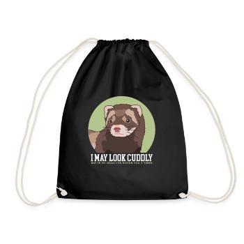 Frettchen Besitzer | Marder Ferret Geschenk - Turnbeutel - Schwarz - Vorne