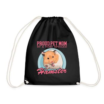 Hamster Mom Golden Hamster Dwarf Hamster Gift - Drawstring Bag - black - Front