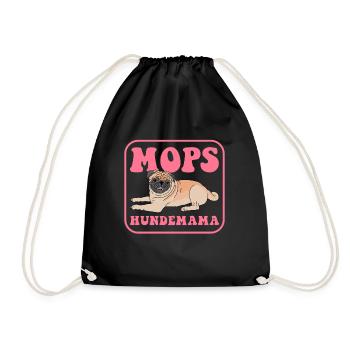 Pug dog mom | Dogs Dog Owner Gift - Drawstring Bag - black - Front