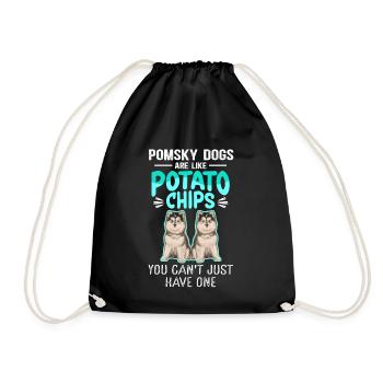 Pomsky Dogs | Pomskies Dog Owner Gift - Drawstring Bag - black - Front