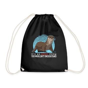 Otter Sea Otter | Otter Gift - Drawstring Bag - black - Front