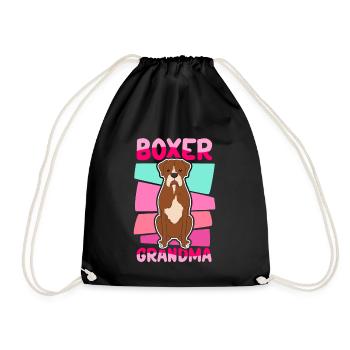 Boxer Grandma German Boxer Dog Gift - Drawstring Bag - black - Front