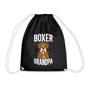 Boxer Grandpa German Boxer Dog Gift - Drawstring Bag - black - Front