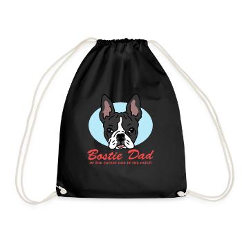 Boston Terrier Dad Hunde Hundebesitzer Geschenk - Turnbeutel - Schwarz - Vorne