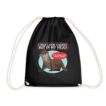 Otter Sea Otter Otter Gift - Drawstring Bag - black - Front