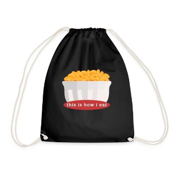 Makkaroni Und Käse Mac Cheese Geschenk - Turnbeutel - Schwarz - Vorne