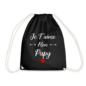 Je t'aime mon papy - Sac de sport léger - noir - Devant