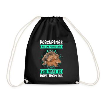 Porcs-épics Cadeau de porc-épic - Sac de sport léger - noir - Devant