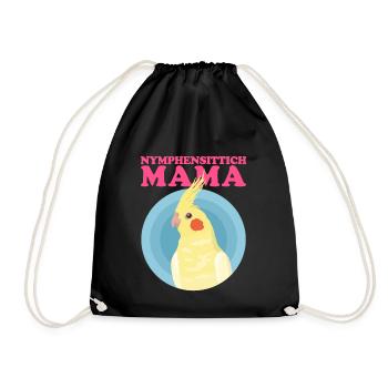Nymphensittich Mama | Vogelbesitzer Geschenk - Turnbeutel - Schwarz - Vorne