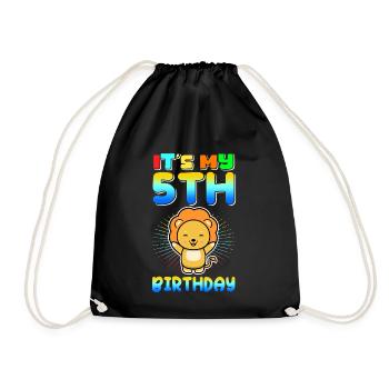 5. Geburtstag | 5 Jahre alt Geschenkidee Geschenk - Turnbeutel - Schwarz - Vorne