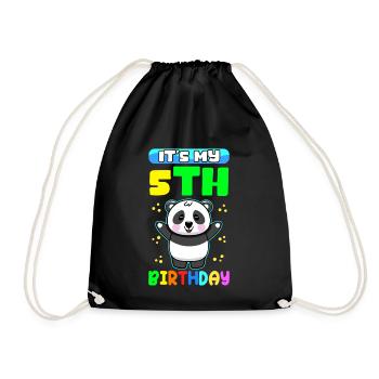5. Geburtstag 5 Jahre alt Geschenkidee Geschenk - Turnbeutel - Schwarz - Vorne