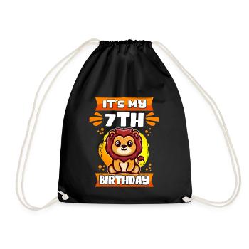 7. Geburtstag | 7 Jahre alt Geschenkidee Geschenk - Turnbeutel - Schwarz - Vorne