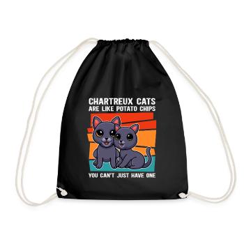 Chartreux Carthusian Cat Owner Gift - Drawstring Bag - black - Front
