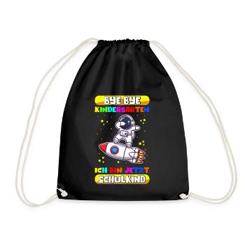 Einschulung Schule Schulanfang Schulkind Geschenk - Turnbeutel - Schwarz - Vorne