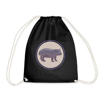 Hippo Baby | Hippo Hippos Gift - Drawstring Bag - black - Front