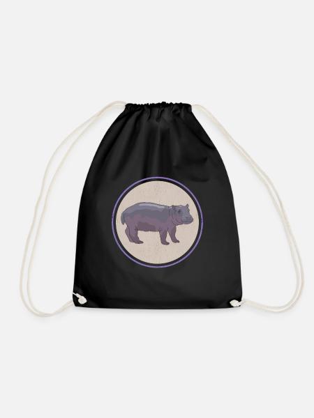 Nilpferd Baby | Flusspferd Nilpferde Geschenk - Turnbeutel - Schwarz