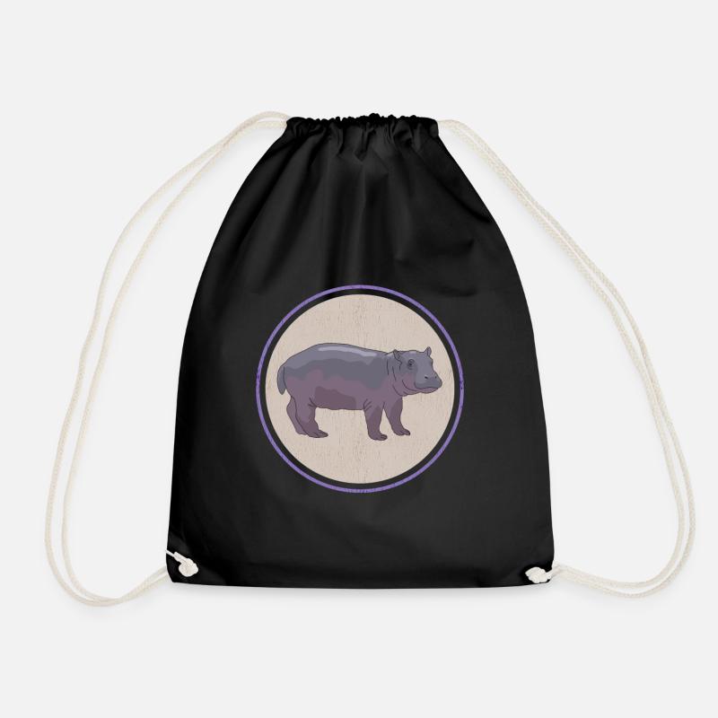 Nilpferd Baby | Flusspferd Nilpferde Geschenk - Turnbeutel - Schwarz