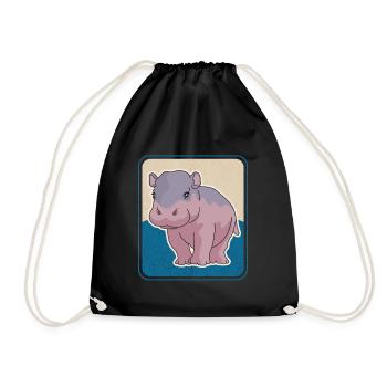 Hippo Baby Hippo Hippo Gift - Drawstring Bag - black - Front