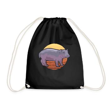Hippo Baby Hippos Hippo Gift - Drawstring Bag - black - Front