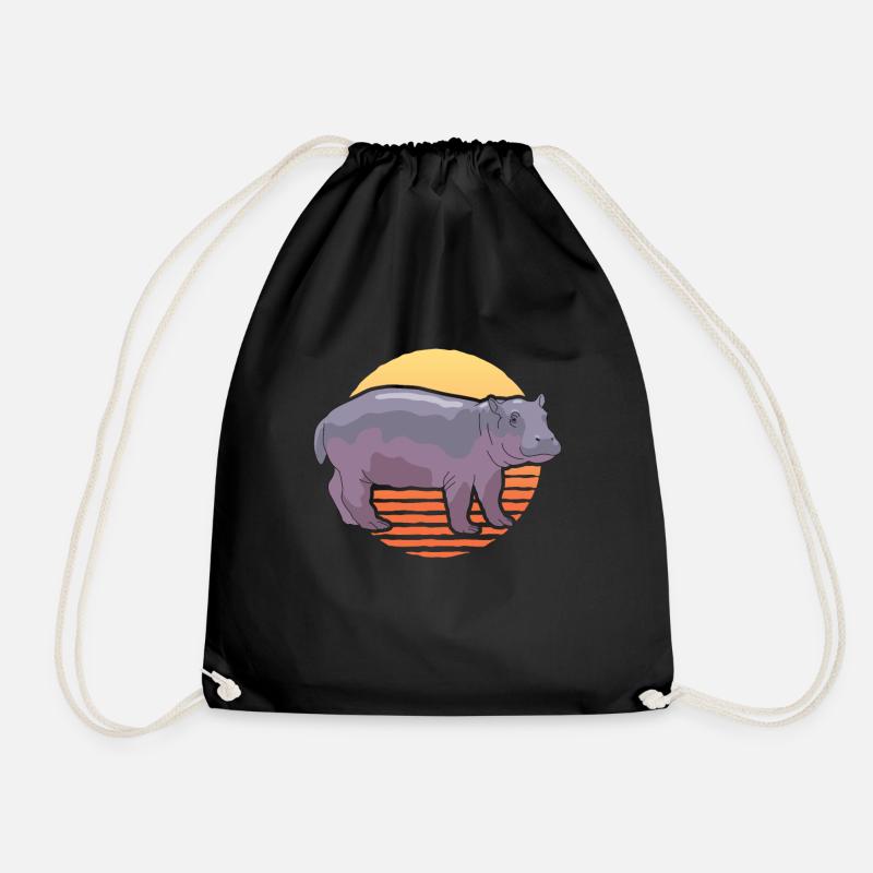 Nilpferd Baby Nilpferde Flusspferd Geschenk - Turnbeutel - Schwarz