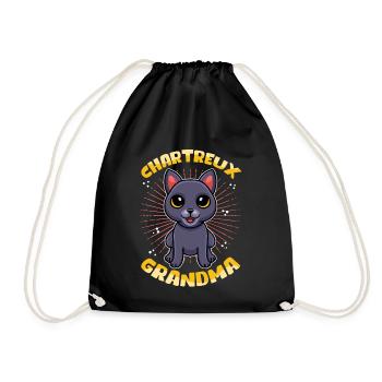 Chartreux Grandma Carthusian Cat Gift - Drawstring Bag - black - Front