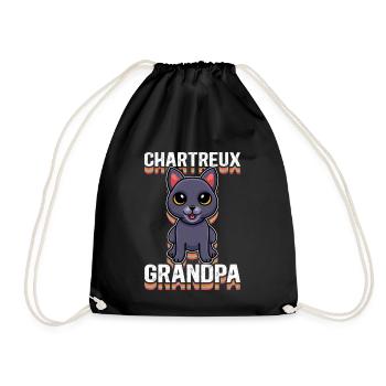 Chartreux Grandpa Carthusian Cat Gift - Drawstring Bag - black - Front