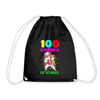 100 School Days School Kids Student Gift - Drawstring Bag - black - Front