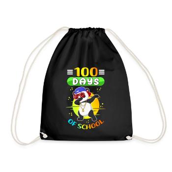 100 School Days Kids Students School Gift - Drawstring Bag - black - Front