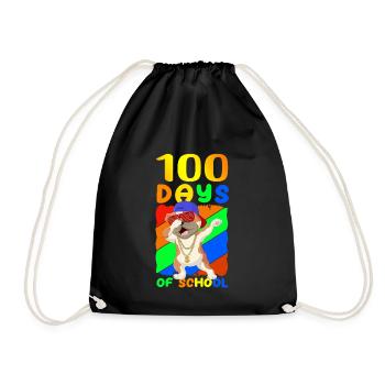 100 School Days Student Kids School Gift - Drawstring Bag - black - Front