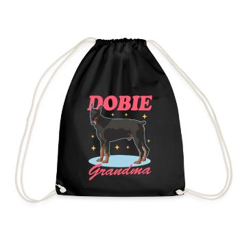 Doberman Dobie Grandma Dog Owner Gift - Drawstring Bag - black - Front