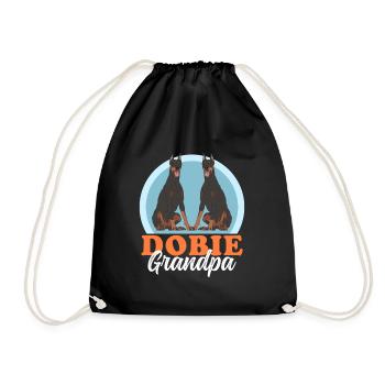 Doberman Dog Owner Dobie Grandpa Gift - Drawstring Bag - black - Front