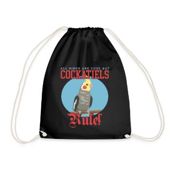 Cockatiels Bird | Bird Owner Gift - Drawstring Bag - black - Front