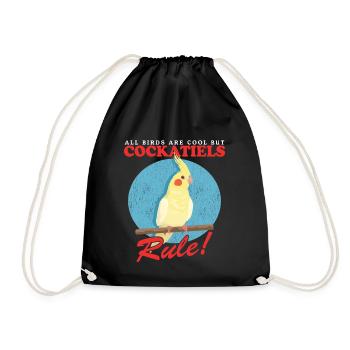 Cockatiels Bird Owner Bird Gift - Drawstring Bag - black - Front