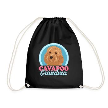 Cavapoo Grandma Dog Owner Cavoodle Gift - Drawstring Bag - black - Front