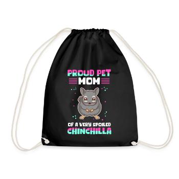 Chinchilla Mom Owner Chinchillas Gift - Drawstring Bag - black - Front