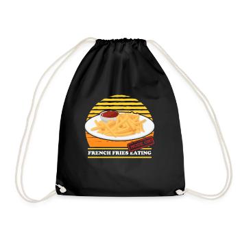 French fries fast food fries fast food gift - Drawstring Bag - black - Front