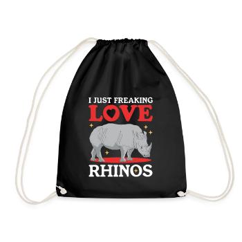 Rhinoceros Rhinoceros Rhinos Gift - Drawstring Bag - black - Front