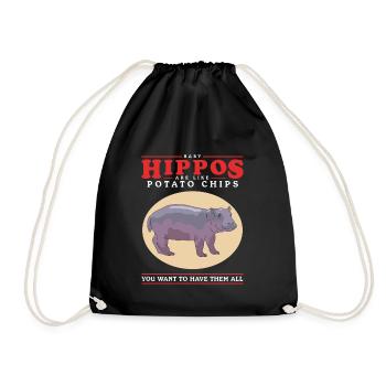 Hippo Baby Hippo Hippos Gift - Drawstring Bag - black - Front