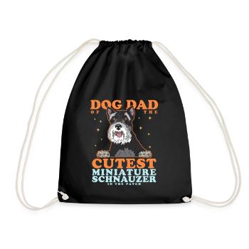 Miniature Schnauzer Dad | Schnauzer Dog Gift - Drawstring Bag - black - Front