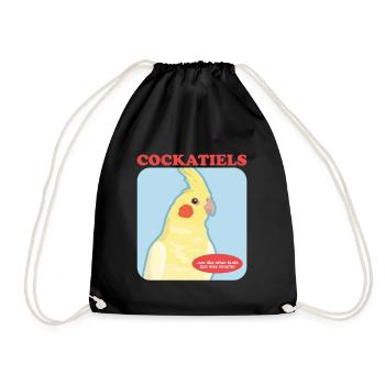 Cockatiels Bird Owner Gift - Drawstring Bag - black - Front