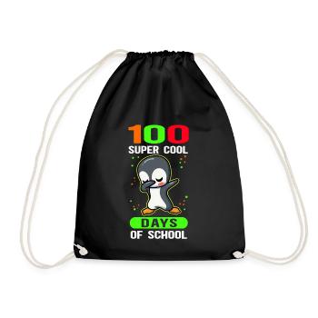 100 School Days School Kids School Gift - Drawstring Bag - black - Front