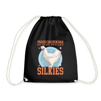 Silk Chicken Dad Silkie Chicken Silk Chickens Gift - Drawstring Bag - black - Front