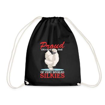 Silk Chicken Dad Chicken Silk Chickens Silkie Gift - Drawstring Bag - black - Front
