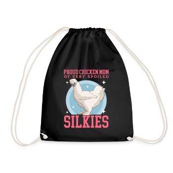 Silk Chicken Mom Silkie Chicken Silk Chickens Gift - Drawstring Bag - black - Front