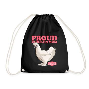Poulet en soie maman poulet Silkie Silk poulets cadeau - Sac de sport léger - noir - Devant